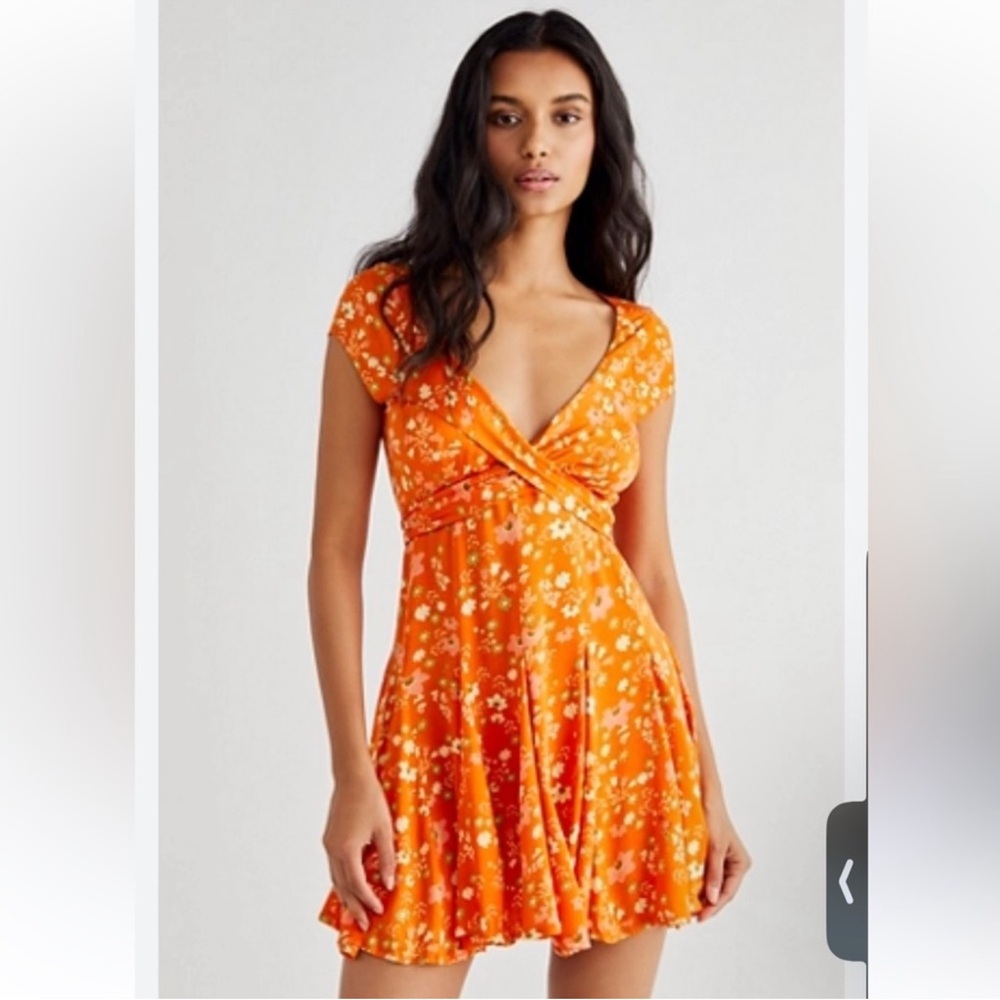Free People Floral Orange Dress - Picture 2 of 12